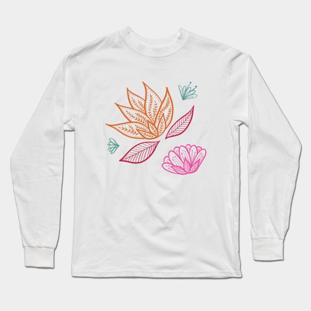 Bohemian Florals - Magenta Long Sleeve T-Shirt by latheandquill